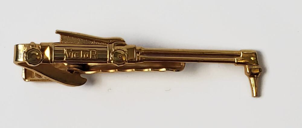 Vintage Victor Cutting Torch Gold Tone Tie Clip